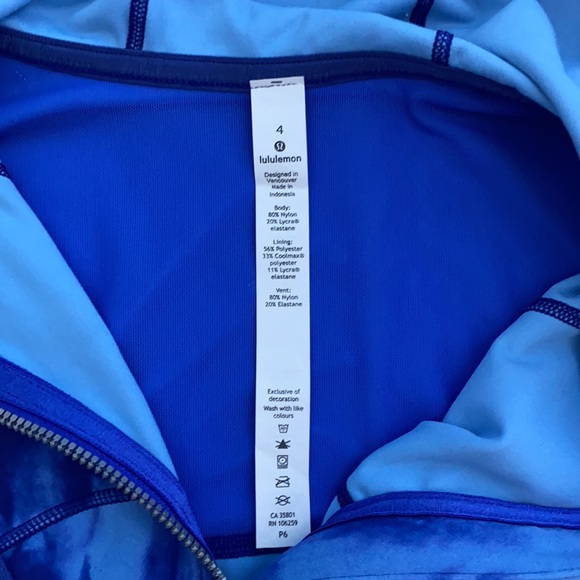 ❤️ Lululemon Blue Tie Dye Hooded Define Jacket Size 4 NWT - Picture 11 of 12